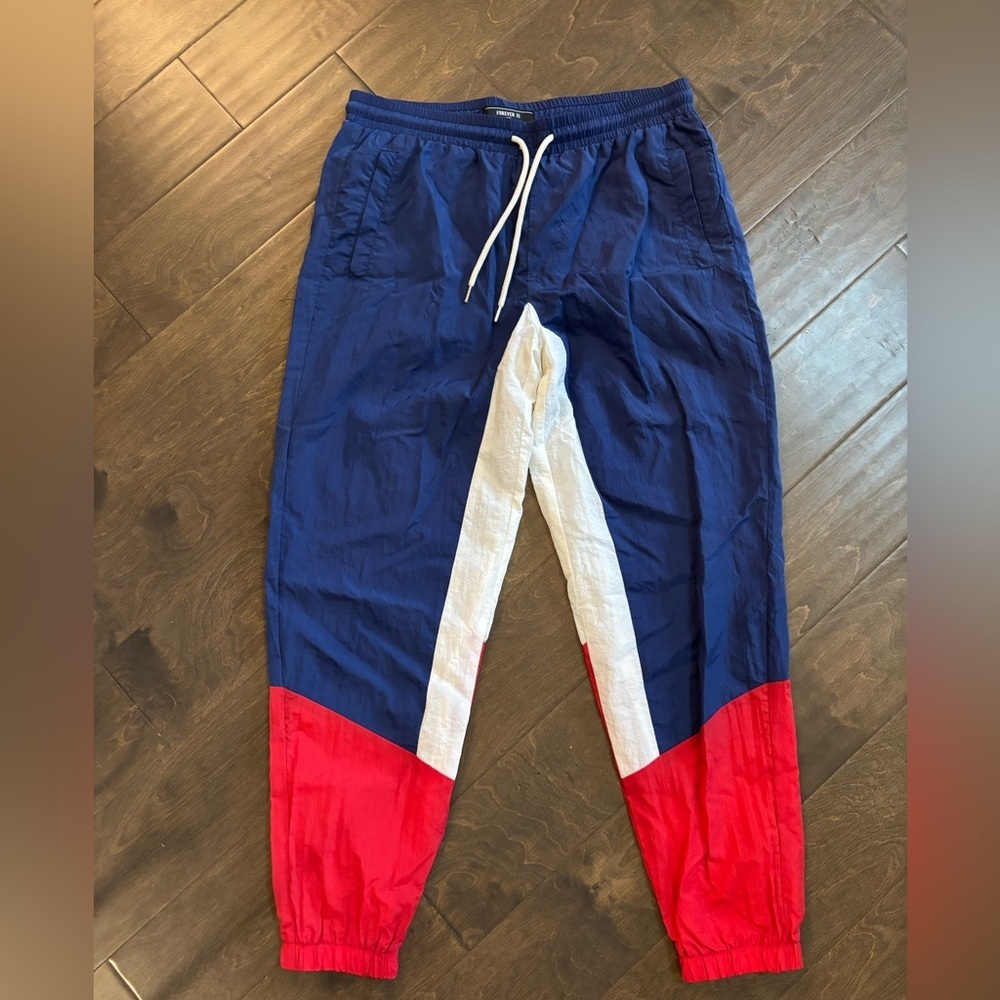 Forever 21 Blue and Red Windbreaker Joggers